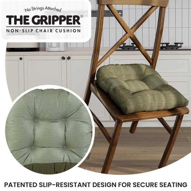 Klear Vu وسائد كراسي طعام غير قابلة للانزلاق من كليار فيو، مبطنة بشكل زائد، عالمية للاستخدام في المطبخ أو المكتب، وسادة مقعد على شكل حرف U، 17x17 بوصة، 2 قطعة (عبوة من 1)، لون أخضر على شكل خلية نحل - Image 5